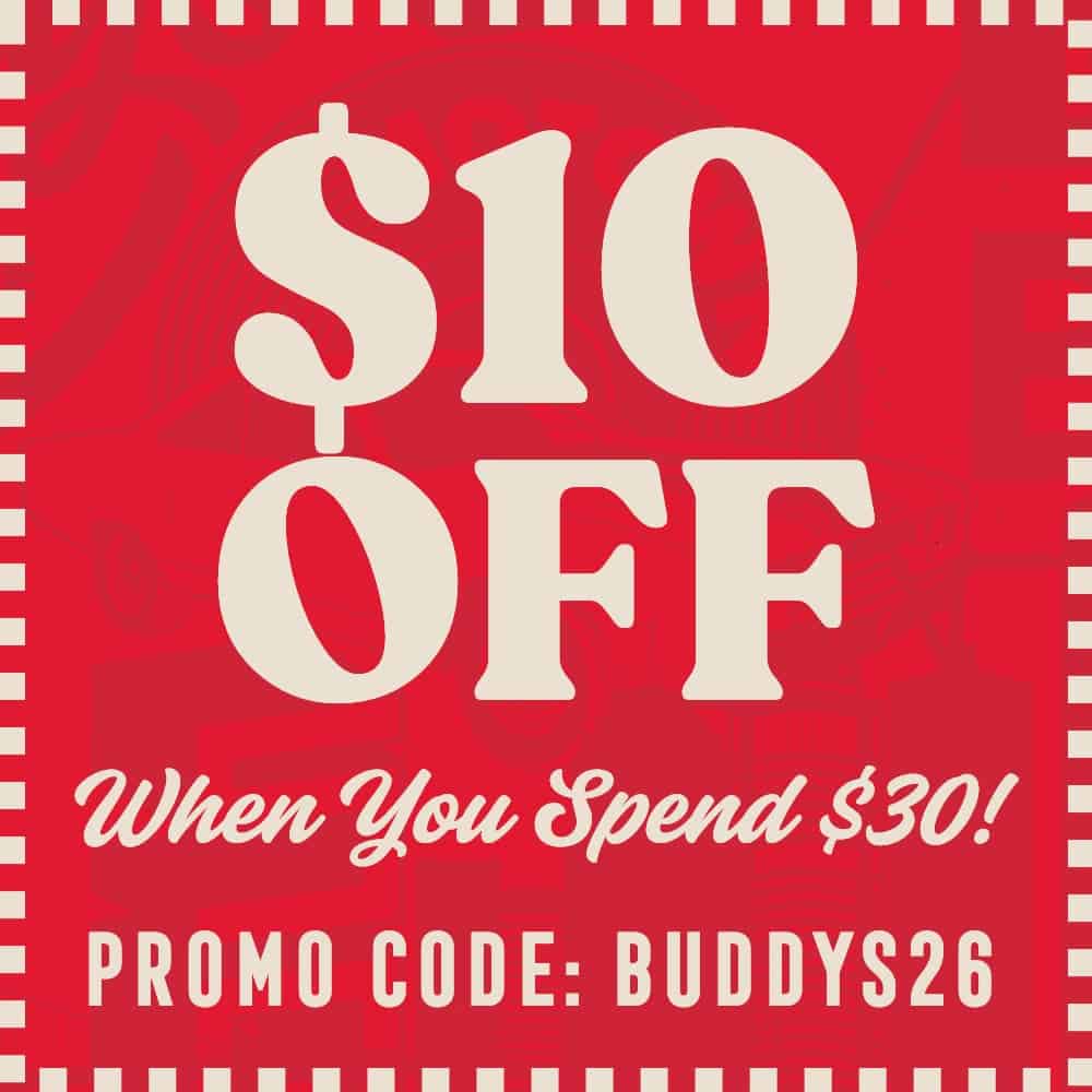 Buddy's $10 off $30
