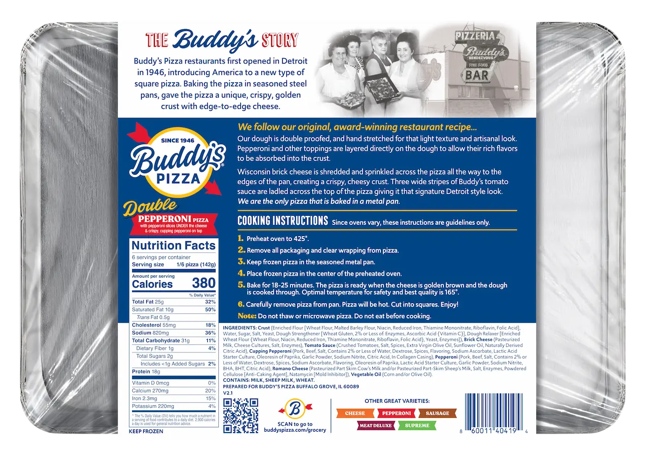 Buddy's Frozen Double Pepperoni Pizza Nutrition Facts